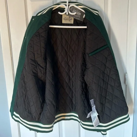 MEN’S LEVI’S SILVERTAB BAGGY BOMBER JACKET GREEN AND WHITE - Picture 3 of 12